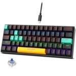 Archer Tech Lab Wired Mechanical Keyboard| 60% Compact, 63 Keys+ 26 Anti-Ghosting, Blue Switches Tactile Feedback, 17 RGB Effects, 50 Million Clicks for Laptop Mac PS4 PS5 Xbox (Astra M400)